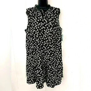 NWT Adorable Sleeveless Womens XXL Sonoma Midi Dress V-Neck With Tie Blk/Wht/Brn